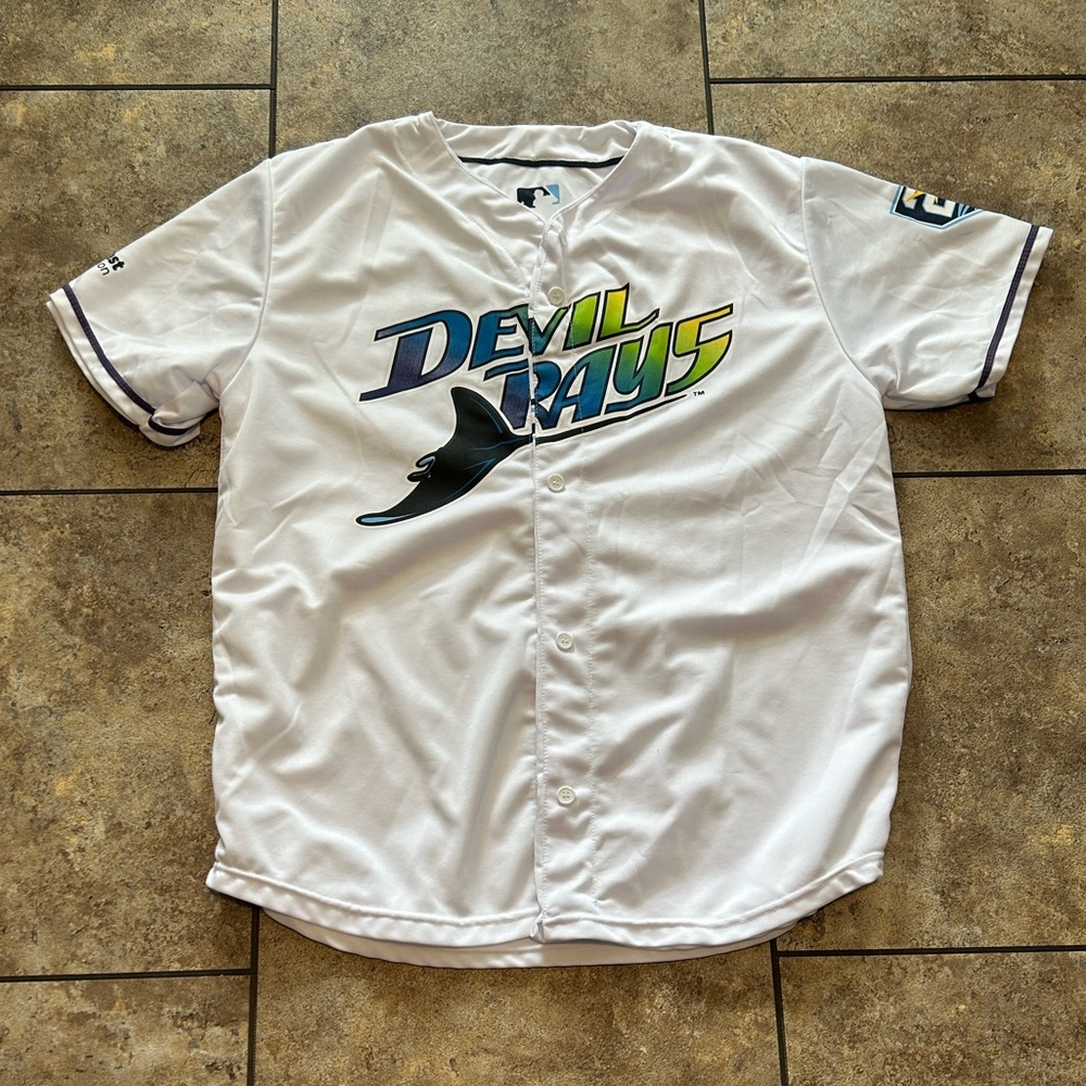 Devil Rays White Baseball Reversible Jersey - image 1
